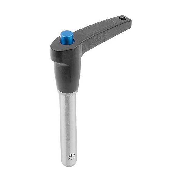 Ball lock pins with L-grip, self-locking
